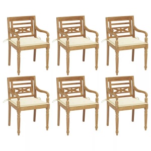vidaXL, vidaXL Batavia-Stühle mit Kissen 6 Stk. Massivholz Teak