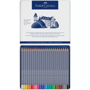 Faber-Castell, Faber-Castell Aquarellfarbstifte, Faber-Castell Goldfaber Aquarellstift, 114624, (24er Metalletui)
