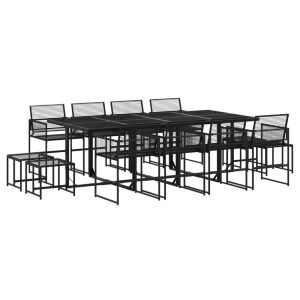vidaXL, vidaXL 13-tlg. Garten-Essgruppe Schwarz Poly Rattan