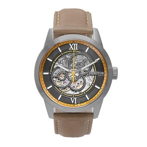 undefined, Heritor - Automatik-Lederarmbanduhr Jonas - Silber und Dunkelbeige, 