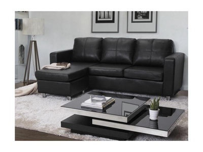 Vente-unique, Ecksofa Kunstleder ACKLEY Ecksofa Kunstleder ACKLEY, Vente-unique - Ecksofa Kunstleder ACKLEY, One Size, Schwarz