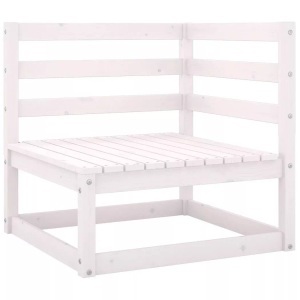 vidaXL, vidaXL Garten-Ecksofa Weiß Kiefer Massivholz, VidaXL - Ecksofa holz, One Size, Weiss
