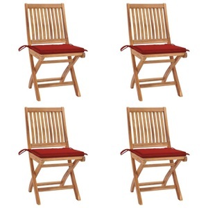 vidaXL, vidaXL Klappbare Gartenstühle mit Kissen 4 Stk. Massivholz Teak
