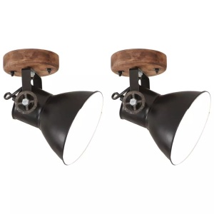vidaXL, vidaXL Wand-/Deckenlampen Industriestil 2 Stk. Schwarz 20x25 cm E27, vidaXL Wand-/Deckenlampen Industriestil 2 Stk. Schwarz 20x25 cm E27
