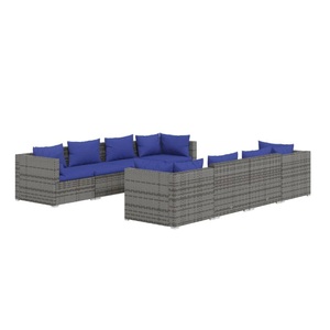 vidaXL, vidaXL 9-tlg. Garten-Lounge-Set mit Kissen Poly Rattan Grau, 