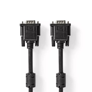 Nedis, VGA-Kabel | VGA-Stecker | VGA-Stecker | Vernickelt | Maximale Auflösung: 1280x768 | 5,00 m | Rund | ABS | Schwarz | Etikett, Nedis - VGA-Kabel | VGA-Stecker Vernickelt Maximale Auflösung: 1280x768 5,00 m Rund ABS Schwarz Etikett, One Size