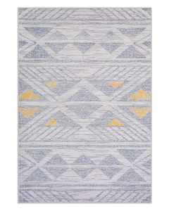 Beliani, Beliani Teppich grau-gelb geometrisches Muster 140 x 200 cm KARGI, Beliani - Teppich aus Polyester Boho KARGI, 200 cm, Rauch