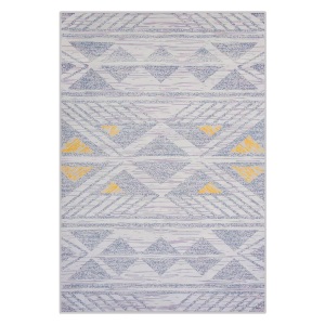 Beliani, Beliani Teppich grau-gelb geometrisches Muster 140 x 200 cm KARGI, Beliani - Teppich aus Polyester Boho KARGI, 200 cm, Rauch