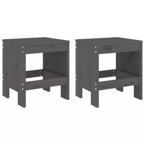 vidaXL, vidaXL Gartenhocker 2 Stk. Grau 40x36x45 cm Massivholz Kiefer, vidaXL Gartenhocker 2 Stk. Grau 40x36x45 cm Massivholz Kiefer