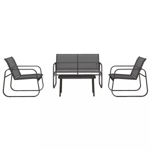 Northio, Northio - Gartenmöbel-Set 4-tlg. Gartengarnitur mit 1 Zweisitzer 2 Stühlen 1 Couchtisch Balkonmöbel-Set aus Mesh Schwarz für Terrasse & Garten, One Size
