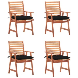 vidaXL, vidaXL Garten-Essstühle 4 Stk. mit Kissen Massivholz Akazie, vidaXL Garten-Essstühle 4 Stk. mit Kissen Massivholz Akazie