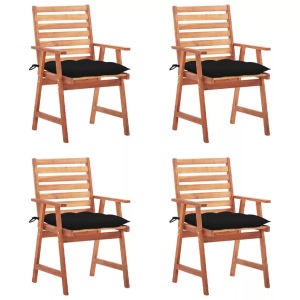 vidaXL, vidaXL Garten-Essstühle 4 Stk. mit Kissen Massivholz Akazie, vidaXL Garten-Essstühle 4 Stk. mit Kissen Massivholz Akazie