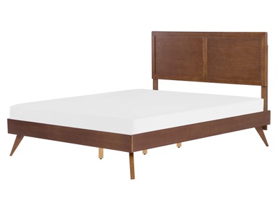 Beliani, Beliani Holzbett dunkles Braun Lattenrost 160 x 200 cm ISTRES, Beliani - Bett mit Lattenrost aus MDF-Platte Retro ISTRES, 160X200CM, Braun Leder