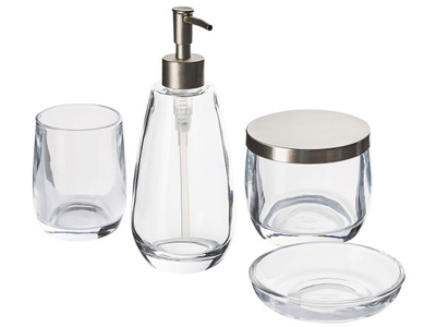 Beliani, Beliani Badezimmer Set 4-teilig Glas transparent SONORA, Beliani - Badaccessoires Set 4-teilig aus Glas Modern SONORA, One Size, Transparent