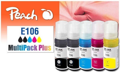 Peach, Peach Spar Pack Plus Tintenpatronen, kompatibel zu 106, T00R1*2, T00R2, T00R3, T00R4, Peach Tintenpatrone »Canon CISS 106 Multi-Pack+ C, M, Y, BK«, (4 St.)