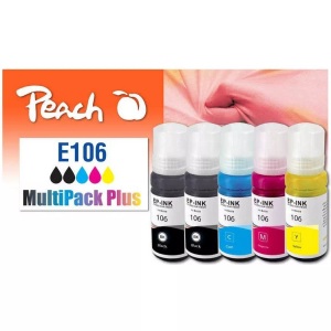 Peach, Peach Spar Pack Plus Tintenpatronen, kompatibel zu 106, T00R1*2, T00R2, T00R3, T00R4, Peach Tintenpatrone »Canon CISS 106 Multi-Pack+ C, M, Y, BK«, (4 St.)