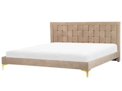 Beliani, Bett mit Lattenrost aus Samtstoff Modern LIMOUX Bett mit Lattenrost aus Samtstoff Modern LIMOUX