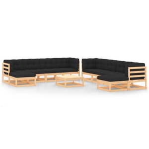 vidaXL, vidaXL 11-tlg. Garten-Lounge-Set mit Anthrazit Kissen Kiefernholz, vidaXL 11-tlg. Garten-Lounge-Set mit Kissen Massivholz Kiefer