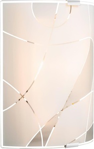 Globo, GLOBO PARANJA Wandleuchte weiß chrom, Glas satiniert, Dekorlinien, LxB:220x225, AL:65,, Wandleuchte Paranja Chrom satiniert weiss