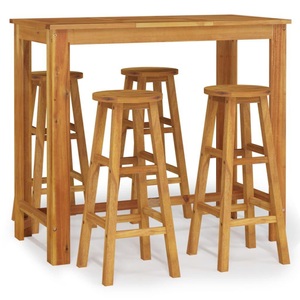 vidaXL, vidaXL 5-tlg. Garten-Essgruppe Massivholz Akazie, vidaXL 5-tlg. Gartenbar-Set Massivholz Akazie
