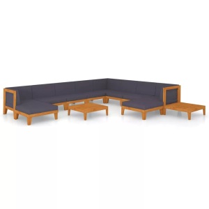 vidaXL, vidaXL 12-tlg. Garten-Lounge-Set mit Kissen Akazie Massivholz, vidaXL 12-tlg. Garten-Lounge-Set mit Kissen Akazie Massivholz