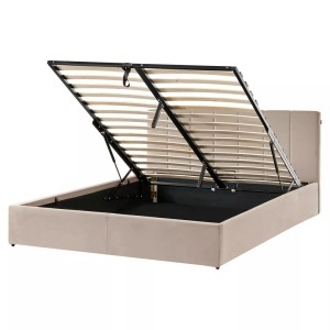 Beliani, Beliani - Bett mit Stauraum aus Samtstoff DREUX, 160X200CM, Taupe