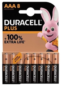 Duracell, Duracell Plus-AAA K8 Micro (AAA)-Batterie Alkali-Mangan 1.5 V 8 St., Duracell Plus Alkaline-Batterie AAA/Micro/LR03, 1,5 V, 8er-Pack