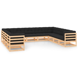 vidaXL, vidaXL 11-tlg. Garten-Lounge-Set mit Anthrazit Kissen Kiefernholz, vidaXL 11-tlg. Garten-Lounge-Set mit Kissen Massivholz Kiefer