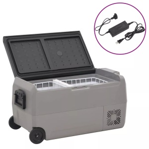 vidaXL, vidaXL Kühlbox mit Rollen und Adapter Schwarz & Grau 60 L PP & PE, vidaXL Kühlbox mit Rollen und Adapter Schwarz & Grau 60 L PP & PE