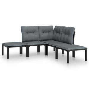 vidaXL, vidaXL 5-tlg. Garten-Lounge-Set Schwarz und Grau Poly Rattan