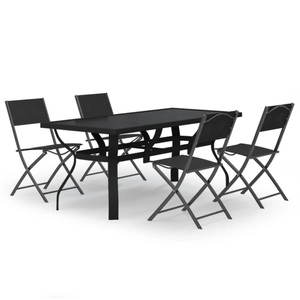 vidaXL, vidaXL 5-tlg. Garten-Essgruppe Grau und Schwarz