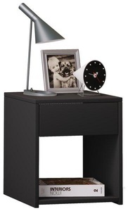 VCM, Holz Nachtschrank Beistelltisch Schublade Konsole Nachttisch Sledo Mini Holz Nachtschrank Beistelltisch Schublade Konsole Nachttisch Sledo Mini, VCM - Nachtschrank | Maße Nachttisch ca. H. 40 x B. 35 T. cm Schublade und offenes Fach Sledo Mini, 35cm, Schwarz