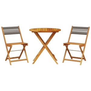 vidaXL, vidaXL 3-tlg. Bistro-Set Grau Polypropylen und Massivholz