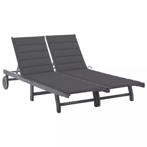 vidaXL, vidaXL 2-Personen-Sonnenliege mit Auflage Grau Akazie Massivholz, vidaXL 2-Personen-Sonnenliege mit Auflage Grau Akazie Massivholz