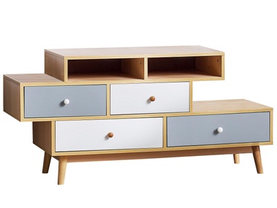 Beliani, Beliani Kommode braun 4 Schubladen IRVINE, Beliani - Kommode mit 4 Schubladen aus Spanplatte Retro IRVINE, One Size, Light Beige