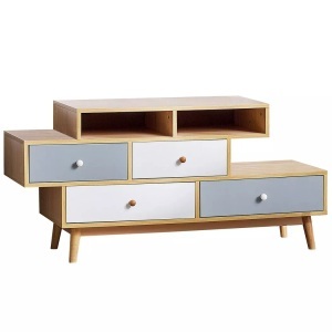 Beliani, Beliani Kommode braun 4 Schubladen IRVINE, Beliani - Kommode mit 4 Schubladen aus Spanplatte Retro IRVINE, One Size, Light Beige