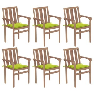 vidaXL, vidaXL Stapelbare Gartenstühle mit Kissen 6 Stk. Massivholz Teak, 