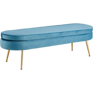 Salesfever, SalesFever Sitzbank »Clam«, mit hohem Sitzkissen, Sitzpouf oval lang, Sitzpouf oval Samt blau