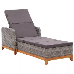 Diverse Hardware, Sonnenliege Poly Rattan und Massivholz Akazie Grau, vidaXL Sonnenliege Poly Rattan und Massivholz Akazie Grau