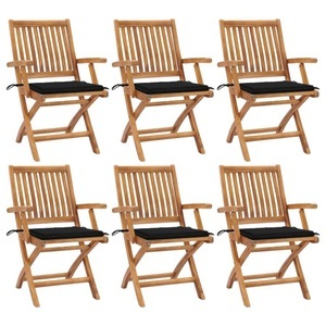 vidaXL, vidaXL Klappbare Gartenstühle mit Kissen 6 Stk. Massivholz Teak