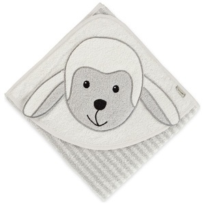 Sterntaler, Sterntaler Badetuch - Stanley, Kapuzenhandtuch SCHAF STANLEY (80x80cm) mit Motiv in weiss/grau