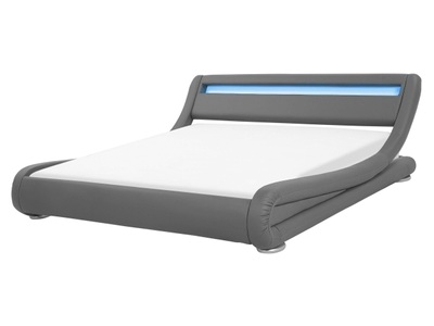 Beliani, Beliani Bett Kunstleder grau 160 x 200 cm mit LED-Beleuchtung AVIGNON, 