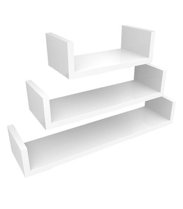 SONGMICS, Songmics - Wandregal 3er Set Schweberegale, MDF Holz, Tiefe 15 cm, 60/45/30 cm, Weiß U-Form Wandboard LWS66W, SONGMICS Wandregal »u-förmig, Weiss«