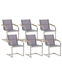 Beliani, Beliani COSOLETO Gartenstuhl-Set, Beliani - Gartenstuhl 6er Set aus Edelstahl Modern COSOLETO, One Size, Taubengrau