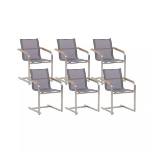 Beliani, Beliani COSOLETO Gartenstuhl-Set, Beliani - Gartenstuhl 6er Set aus Edelstahl Modern COSOLETO, One Size, Taubengrau