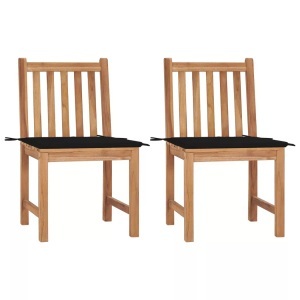 vidaXL, vidaXL Gartenstühle 2 Stk. mit Kissen Massivholz Teak, vidaXL Gartenstühle 2 Stk. mit Kissen Massivholz Teak