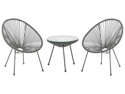 Beliani, Beliani ACAPULCO II Rattanmöbel Set Kunststoff, Beliani - Bistro Set aus PE Rattan Boho ACAPULCO II, One Size, Spacegrau