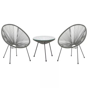 Beliani, Beliani ACAPULCO II Rattanmöbel Set Kunststoff, Beliani - Bistro Set aus PE Rattan Boho ACAPULCO II, One Size, Spacegrau