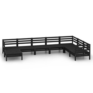 vidaXL, vidaXL 8-tlg. Garten-Lounge-Set Massivholz Kiefer Schwarz