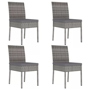 vidaXL, vidaXL Garten-Essstühle 4 Stk. Poly Rattan Grau